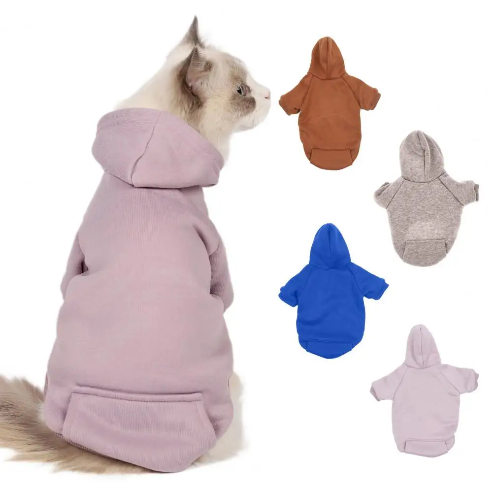 Pet Hoodie with Pockets Two-leg Pet Clothes Soft Kitten Puppy Sweet Pullover Warm Dogs Cats Hooded Sweatshirt Pet Supplies