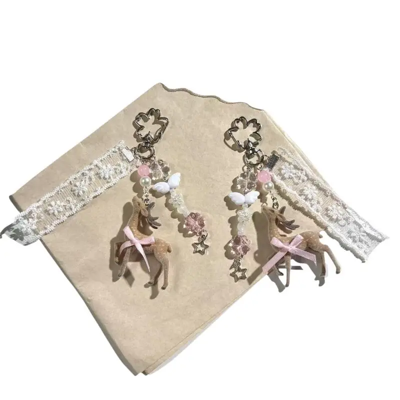 1 Stück Niedlicher Tragbarer Hirsch-Schlüsselanhänger Handgefertigter Koreanischer Stil Handy-Charms Länge DIY Perlen-Hülle – Detail 8
