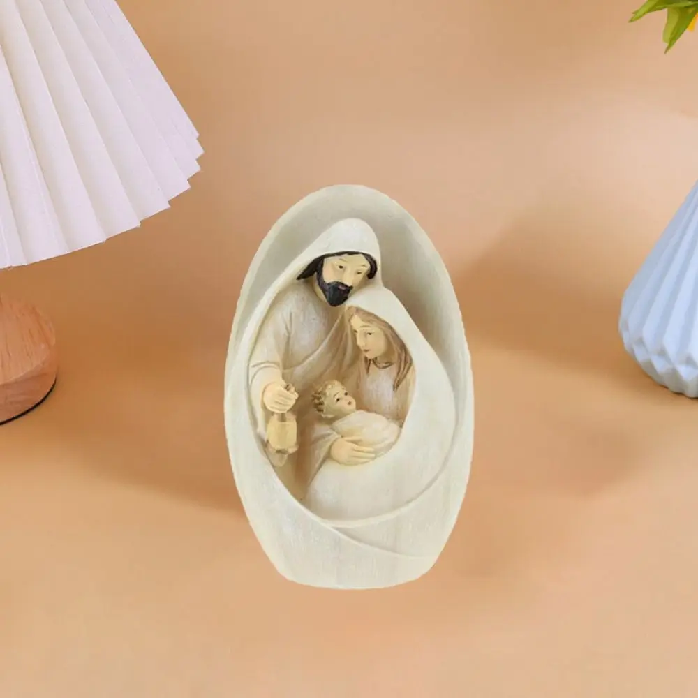 Vivid Craft Nativity Scene Statue Sculpted Exquisite Holy Family Figurine 3D Resin Nativity Ornaments Nativity Scene