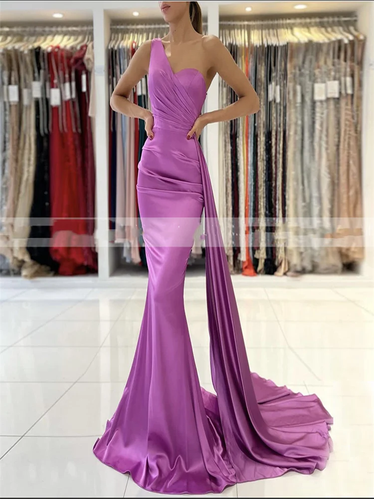 Elegant One Shoulder  Evening Dresses Mermaid Prom Dresses Long Wedding Godmother Dress Bridesmaid Dresses vestido feminino