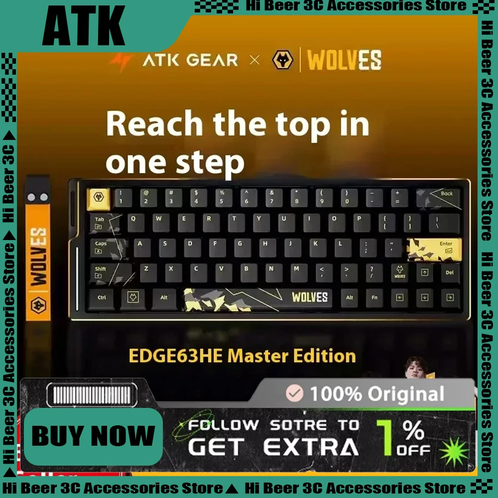 

ATK EDGE 63HE Magnetic Switch Keyboard 8K Polling Rate Aluminum Alloy Hot Swap RGB RT 0.01mm Gaming Keyboard Ergonomics