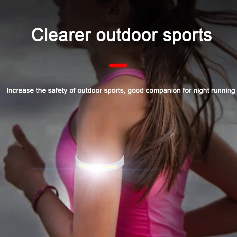 COB Night Running Armband LED Light Outdoor Sport USB Rechargeable Flashing Light Safe Arm Leg Warning Wristband Cycling Lights