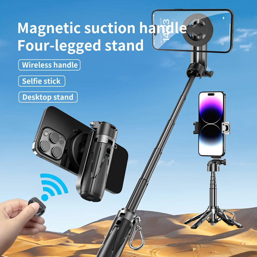 

Модернизированная магнитная палка для селфи 2-в-1 и штатив для телефона с беспроводным пультом дистанционного управления, съемной беспроводной ручкой, туристическая фотография Gea
