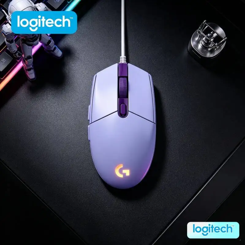 Logitech G203 LIGHTSYNC Mouse Wired 8000 DPI Sensor RGB Sync 6 Buttons Mechanical Tensioning Office-Gaming Dual-Use