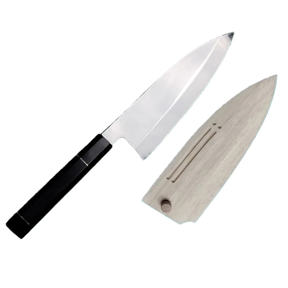 7 Inch Deba Knife Single-edged Blade 10Cr15MoV Steel Sharp Chefs Cleaver Sashimi Slicing Sushi Fish BBQ Handmade Kitchen Knives