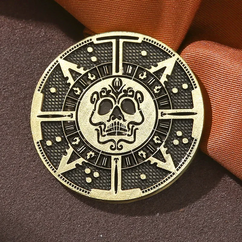 Caribbean Pirate Commemorative Coin Souvenir  Jack Sparrow Aztec Coin Retro Commemorative Coin