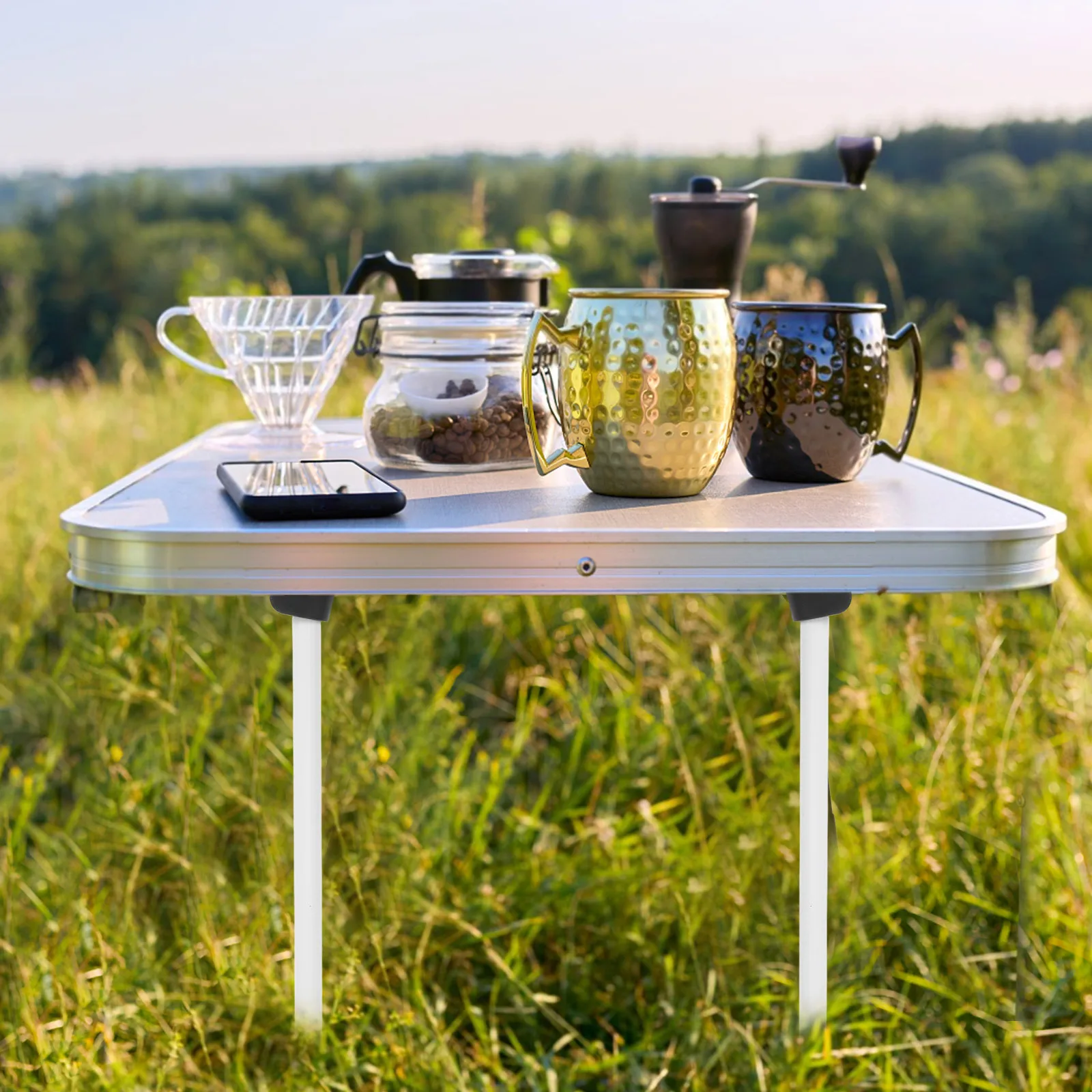 

1 Set Folding Table Metal Coffee Small Side Foldable Standing Desk Legs Adjustable Sturdy Portable Light Easy Storage Heavy Duty