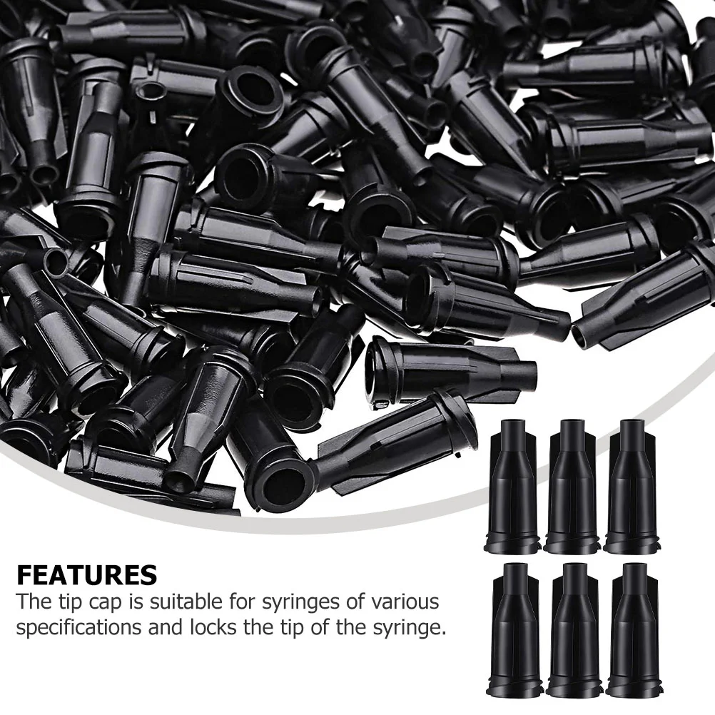 250 Pcs Black Barrel Plug Luer Lock Dispensing Needle Tip Cap Covers Syringe Compression Caps Plastic Elderly