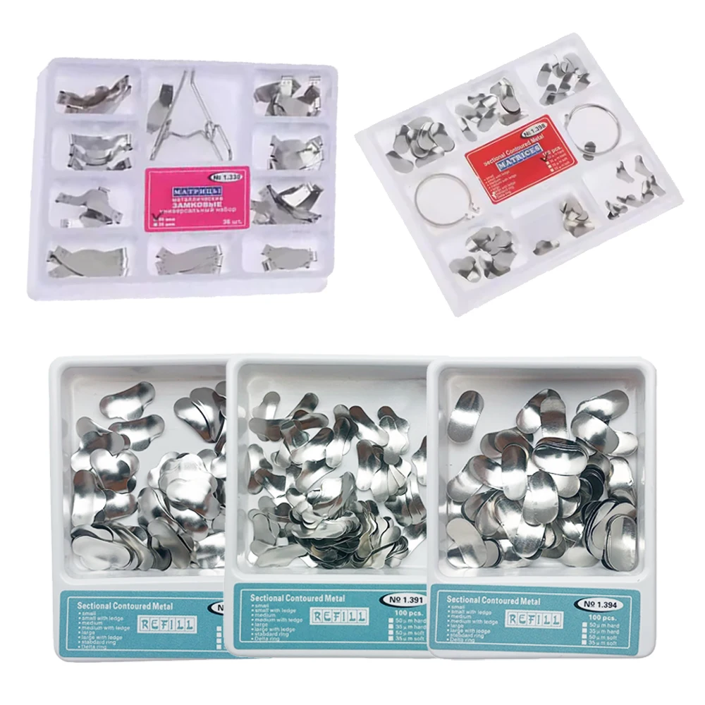

Stainless Steel Dental Matrix Contoured Bands Kit with Sectional Rings for Teeth Forming Orthodontic Restoration and Crown Prep
