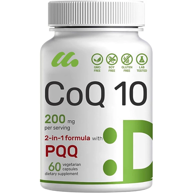 

2-in-1 Coenzyme Q10 Supplement for better absorption - Antioxidants support energy, brain and heart health