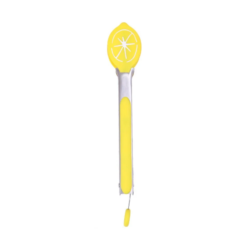 Silicone Tip Fruit Shape Food Tong Stainless Steel Heat Resistant Salad Serving Tong Cartoon Hanging Bread Clip Breakfast