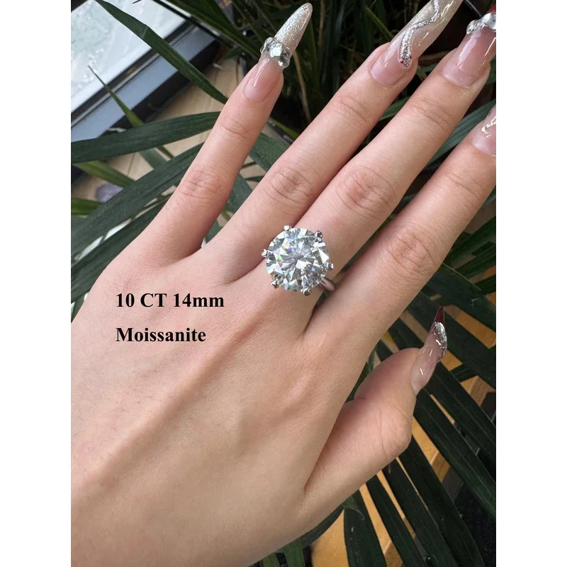 TUES Cincin Pertunangan Moissanite 0.5-10CT D Warna Solitaire GRA Bersertifikat Perak 925 Cincin Pengantin Pernikahan untuk Wanita