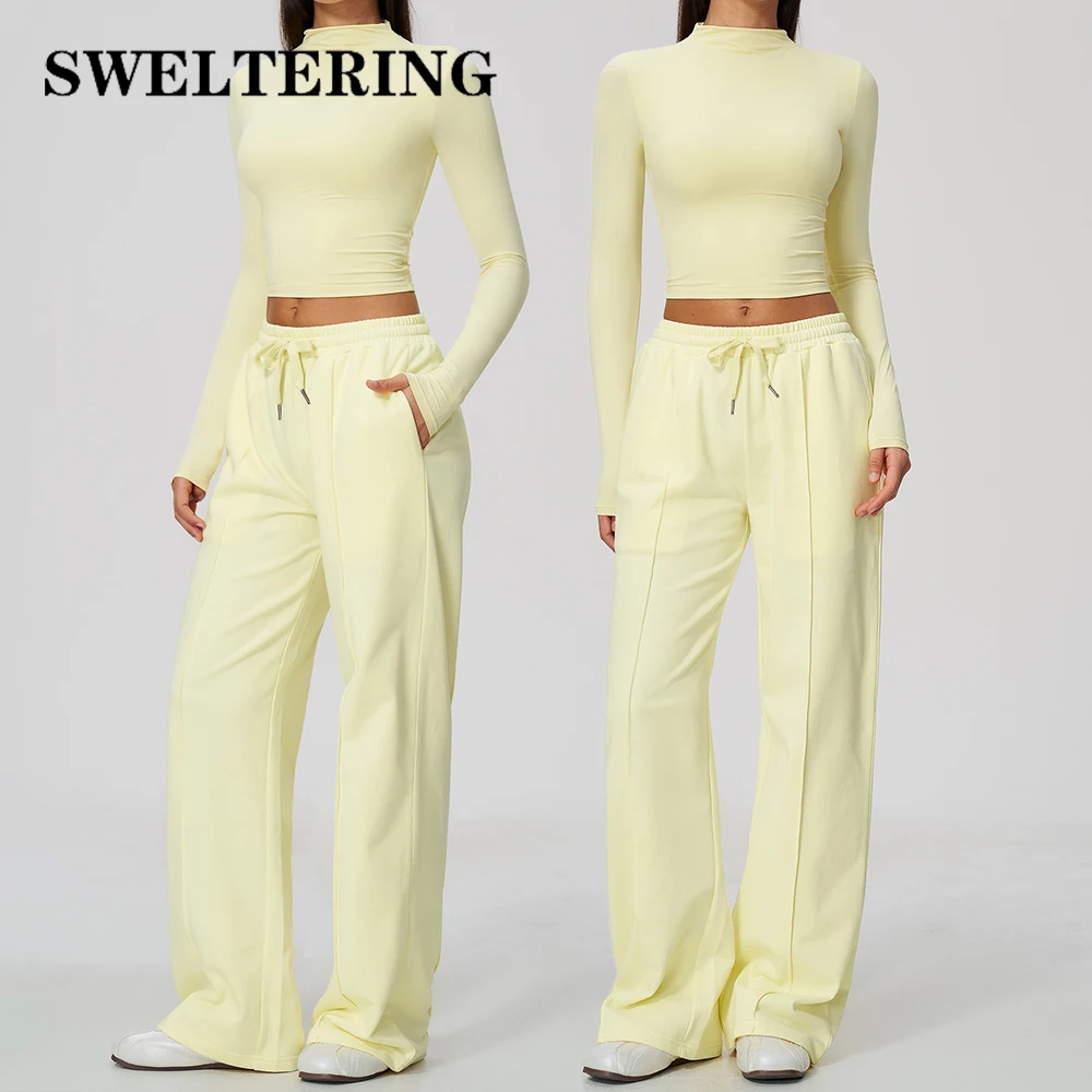 Yoga Set 2PCS Women's Tracksuits Workout Clothes Fitness Long Sleeve Athletic Wear Gym Flared Pants Pilates Suits Yoga Clothes