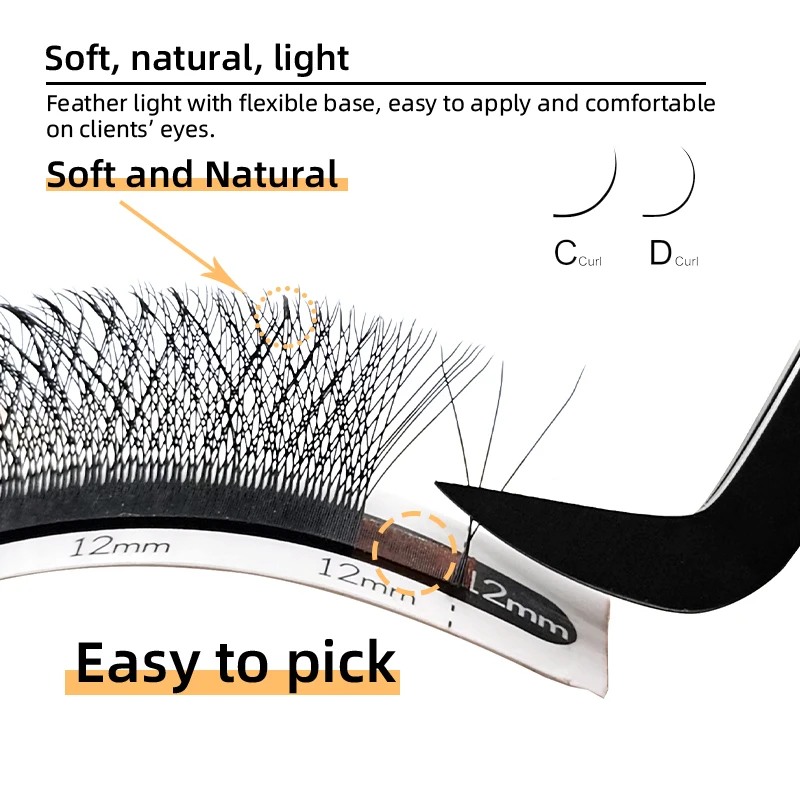 New 3D W Shape Eyelashes C/DBloom Premade Fans False Eyelash Extensions Supplies nagar Natural Soft Light cosplay Makeup Lashes