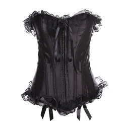 Corset Top Lace Up Bustier Plus Size Korsett For Women Gothic Gorset Sexy Boned Korse Busk Solid Korset Outfit