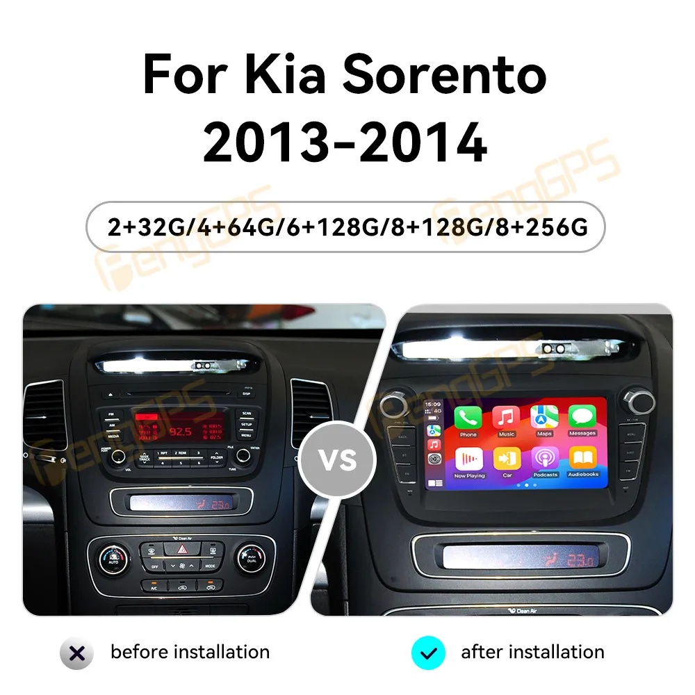 OEM Style 7 Inch HD Screen Android 14 Car Radio For Kia Sorento 2013-2014 CarPlay GPS Navigation Multimedia Player Head Unit