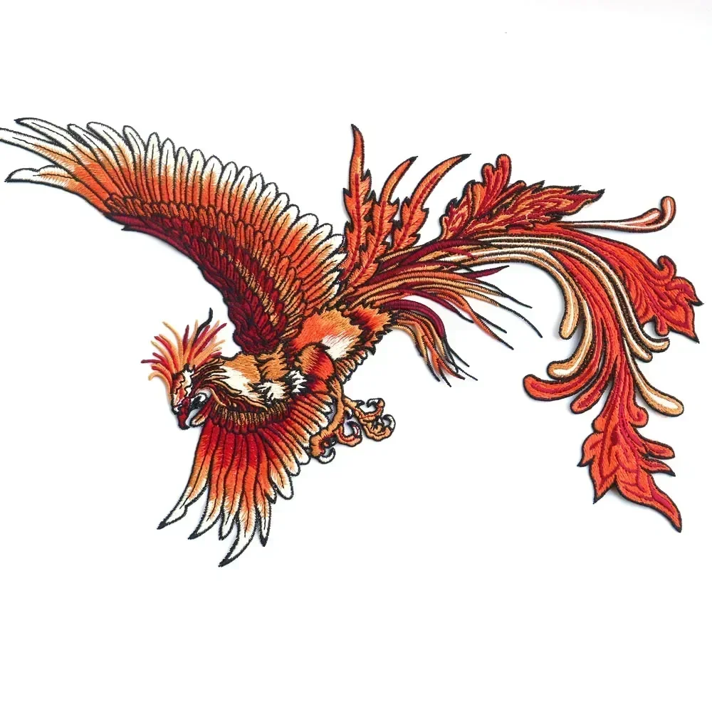 DIY Large Phoenix dragon embroidered Patches for Clothing sew on Embroidery animal Applique sewing parches clothing Decoration