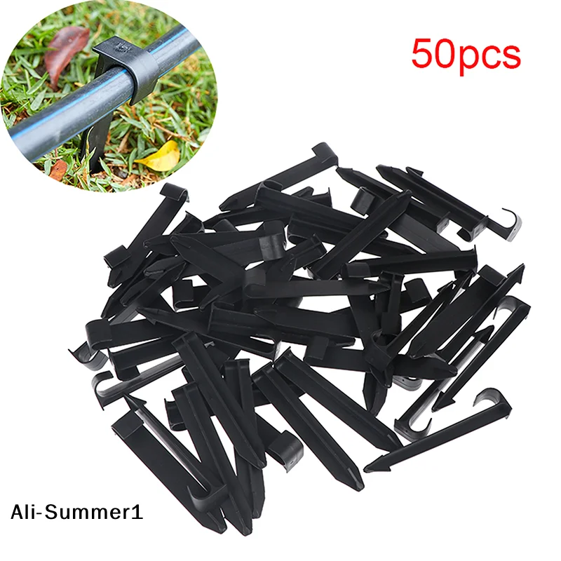 【E】50Pcs DN16 C-Type Ground Stakes Garden Lawn Mower Peg For PE Pipe Drip Irrigation Hose Tube Holder Ground Stakes