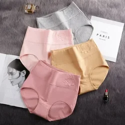 Quality Cotton Underwear Print Comfortable Raise Abdomen Triangle Big Large Size High Waist Sexy Women's Panties Ropa Interior