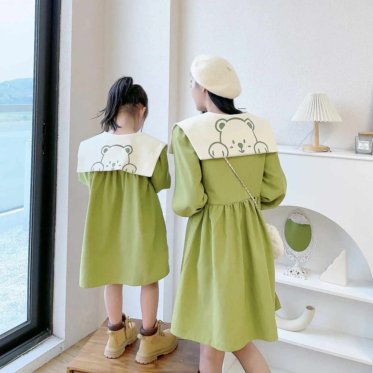 Mother And Daughter Equal Dress Women Long Sleeve Dresses Mom And Baby Girl Matching Clothes 2023 Autumn Children Cute Clothing