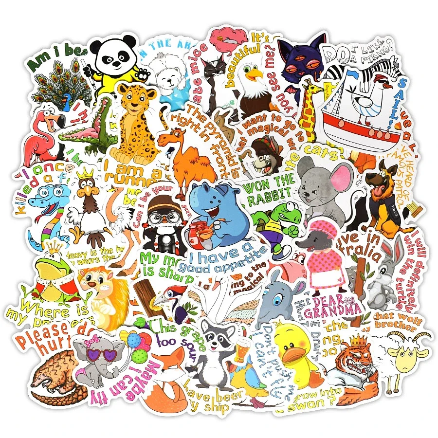 

50PCS Funny Inspirational Stickers for Laptops Cute Animal Motivational Stickers for Kids Teens Gift for Notebook Computer Phone