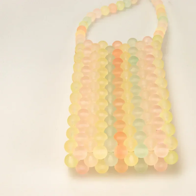 

Ins Gradual Matte Handwoven Beaded Phone Bag New Women's Fashion Rainbow Pearl Design Summer Crossbody Bags Customization