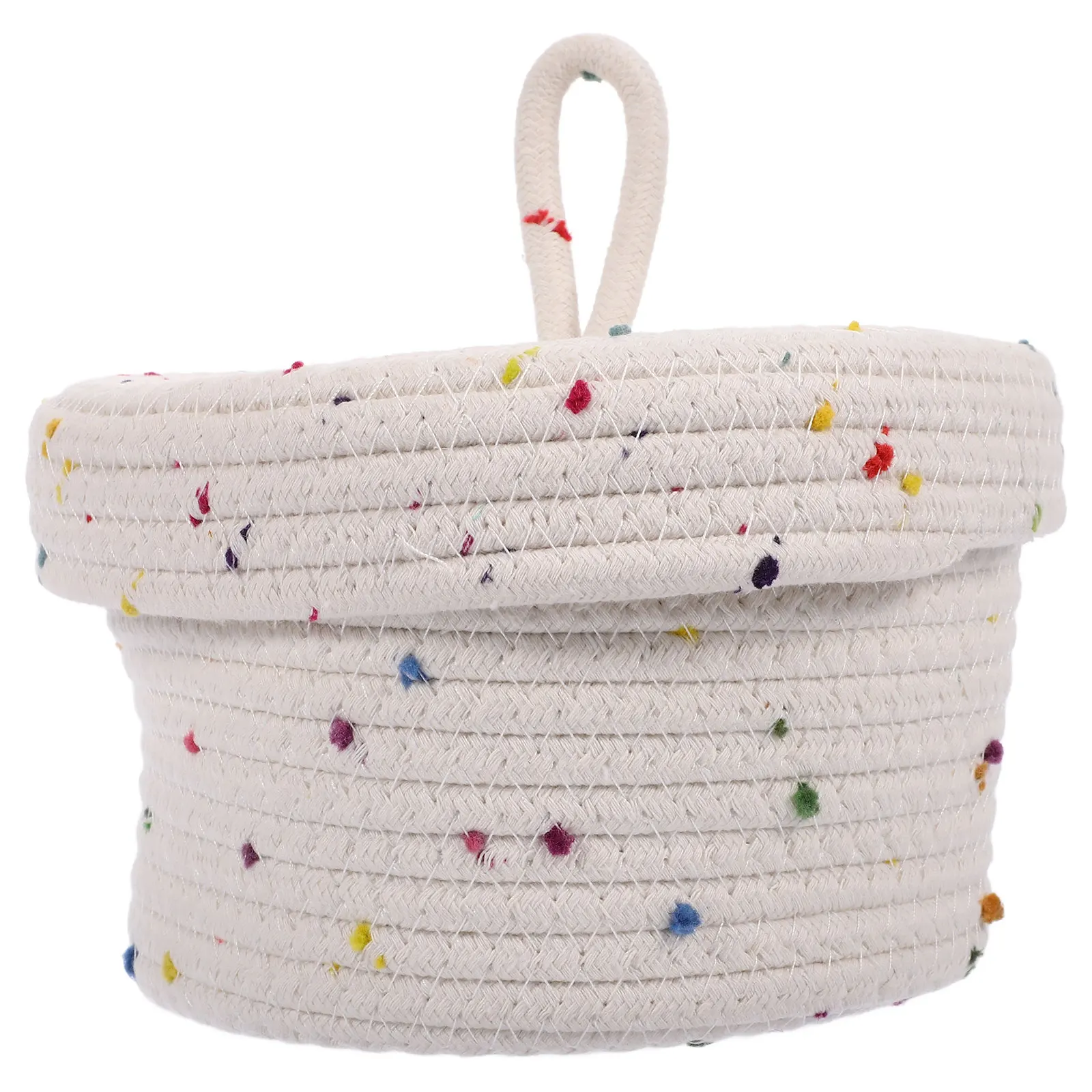 

Cotton Rope Baskets Box Home Fabric Bins with Lid Dorm Organizer Woven Baskets Storage Sundries Boxes Home Storage Container