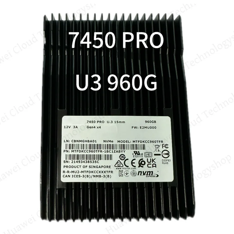 SSD 7450PRO 960G GEN4 U.3 MTFDKCC960TFR  enterprise-class ssd Solid-state Drive Ultra-fast reading speed of 6800M/ s