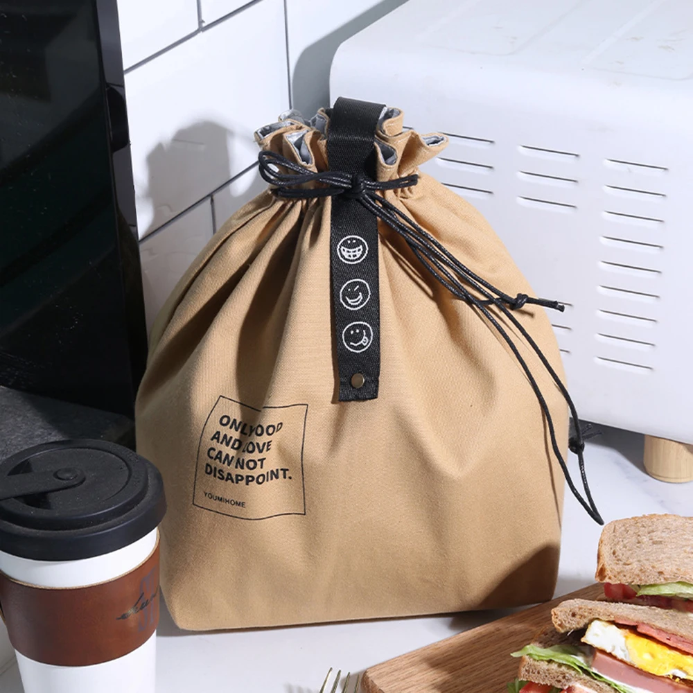 Minimalist Strap Insulation Meal Bag Japanese Cotton And Hemp Industrial Wind Canvas Picnic Bento Bag