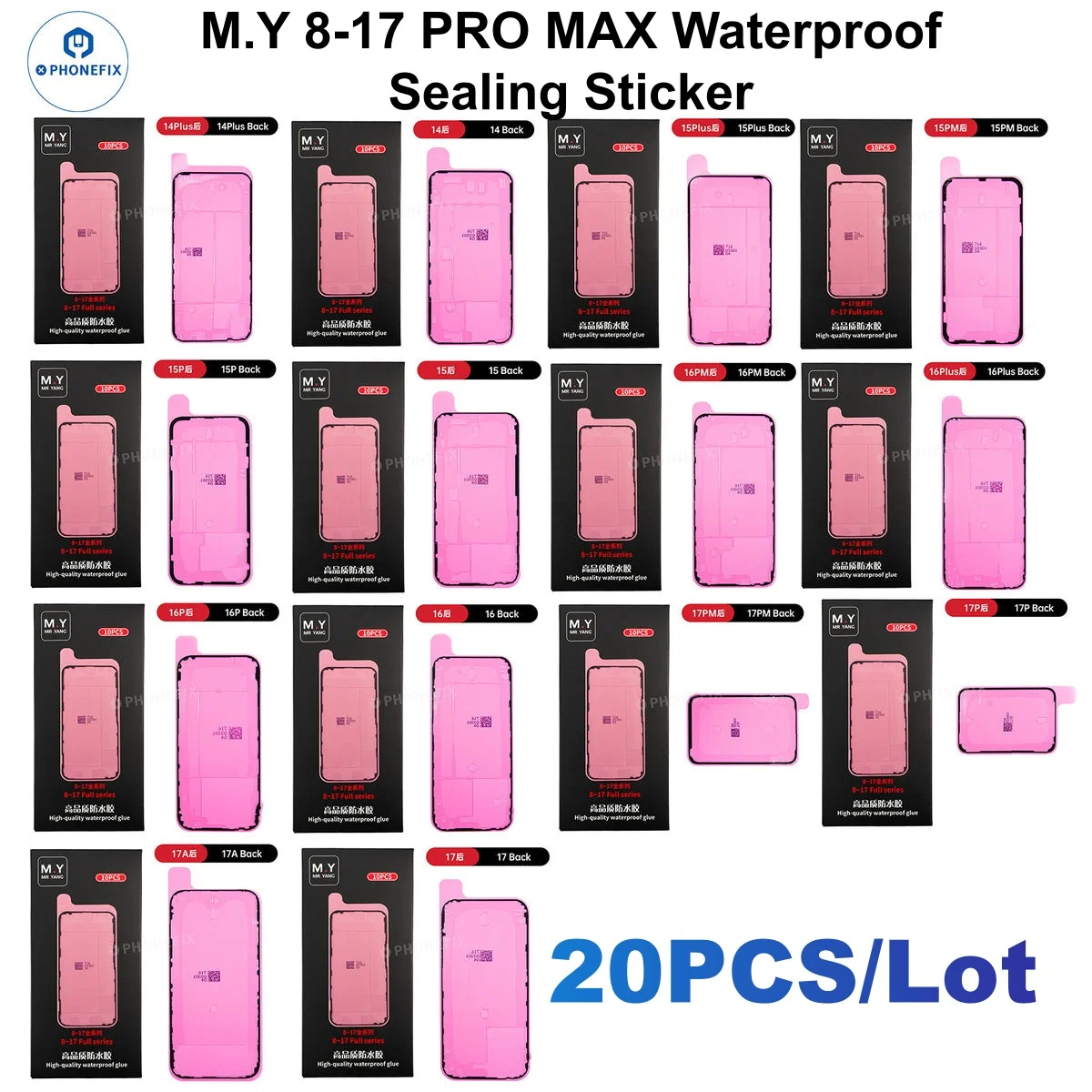 

20PCS M.Y Waterproof Adhesive Sealing Sticker for IPhone 8 X 11 12 13 14 15 16 17 Pro Max LCD Frame Waterproof Glue Seal Tools