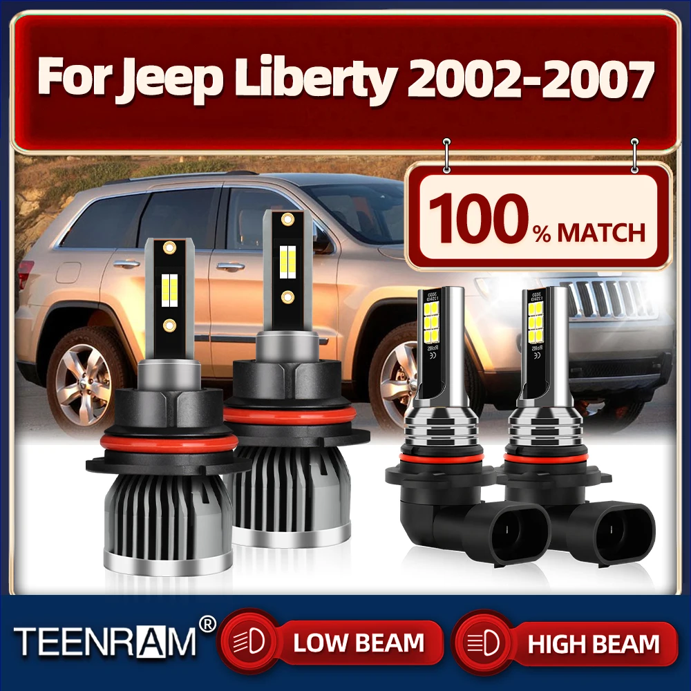 LED Headlight Bulbs 40000LM CSP Car Headlamp 12V Auto Fog Lamps 6000K White For Jeep Liberty 2002 2003 2004 2005 2006 2007