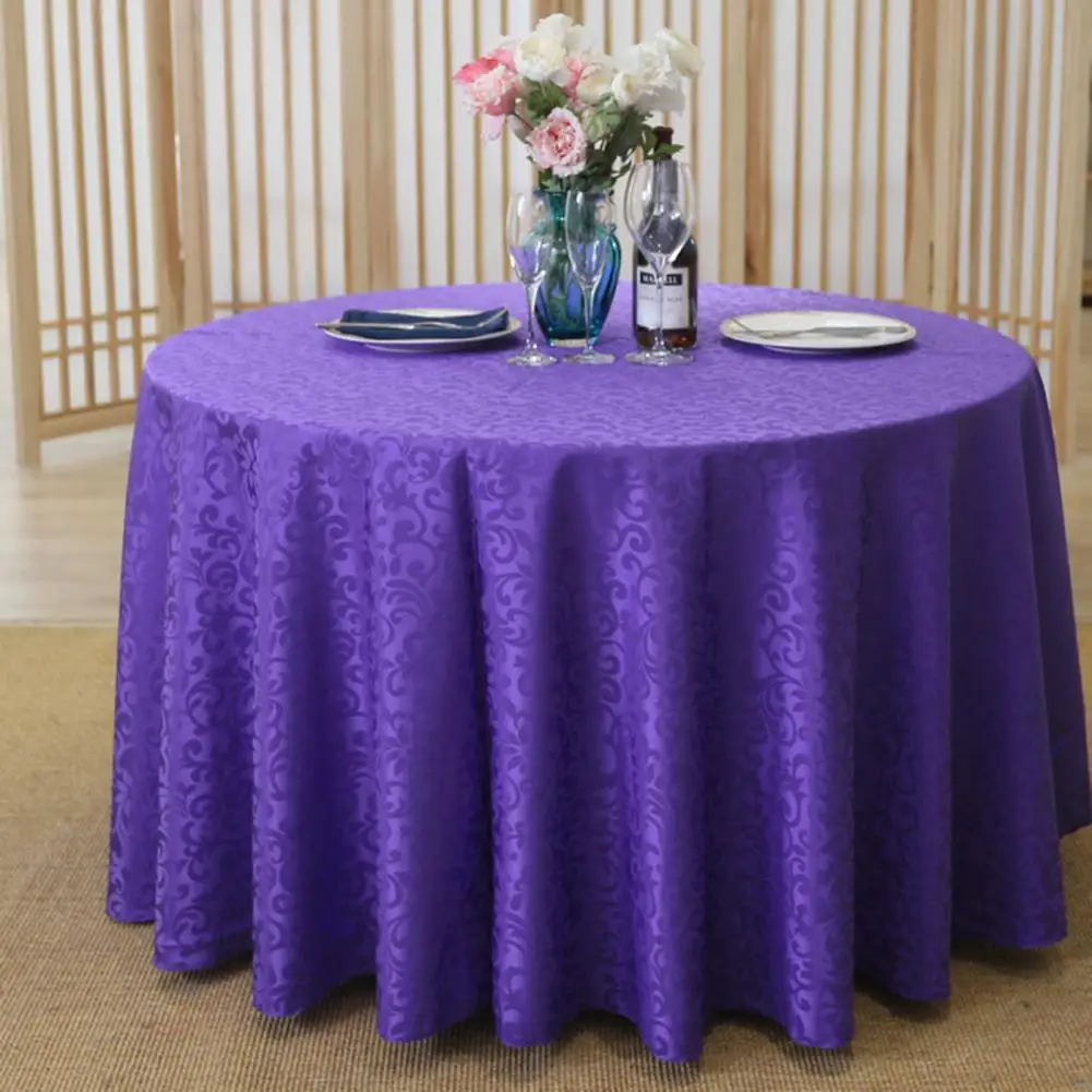 Elegance Round Tablecloth Solid Color Stain Resistant No Loose Threads Polyester Tablecloth Neat Edges