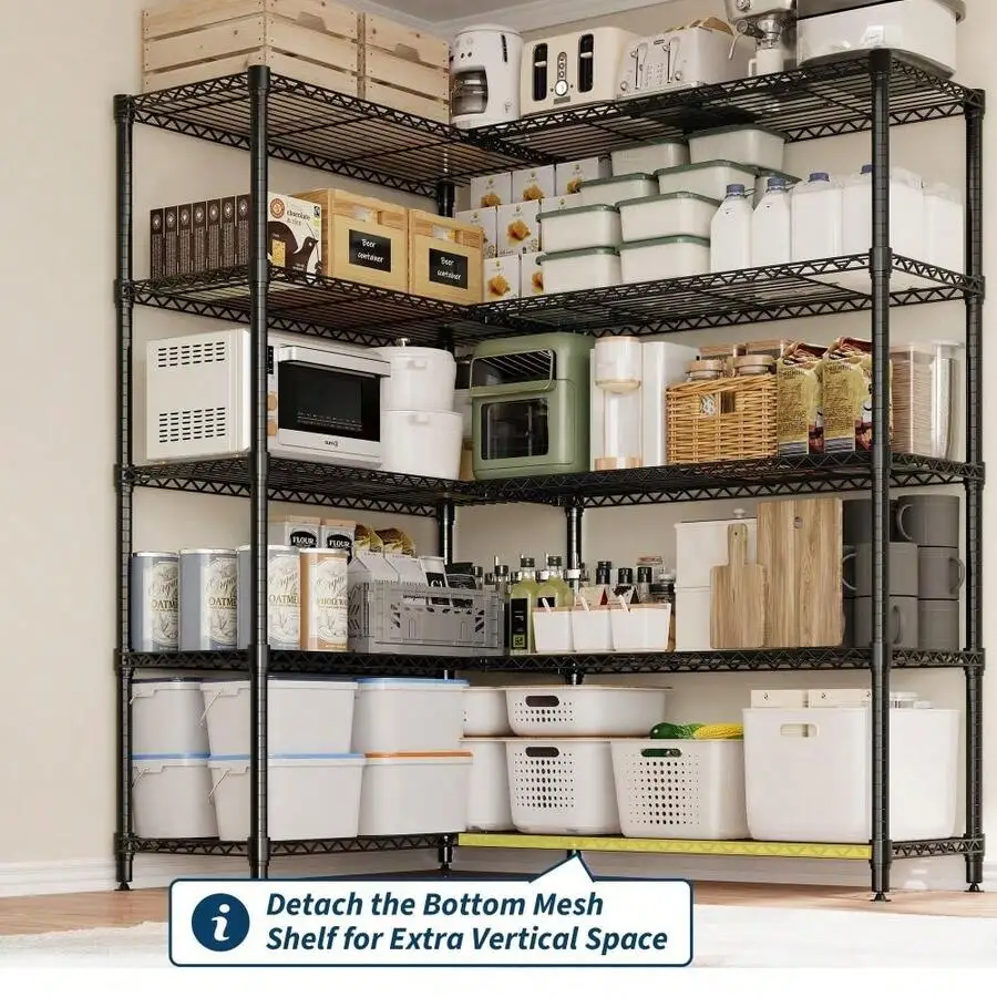 Metal Storage Shelving, 5-Tier/4-Tier Utility Shelving Unit Steel Organizer With Adjustable Shelf Wire Rack For Home,Kitchen,Off