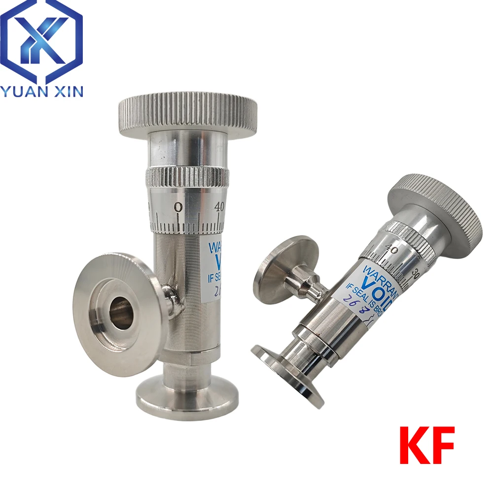 GW-J30/200-T High Vacuum Fine-Tuning Valve KF16 KF25 Stainless Steel Needle Valve for Vent Flow Adjustment, High Precision