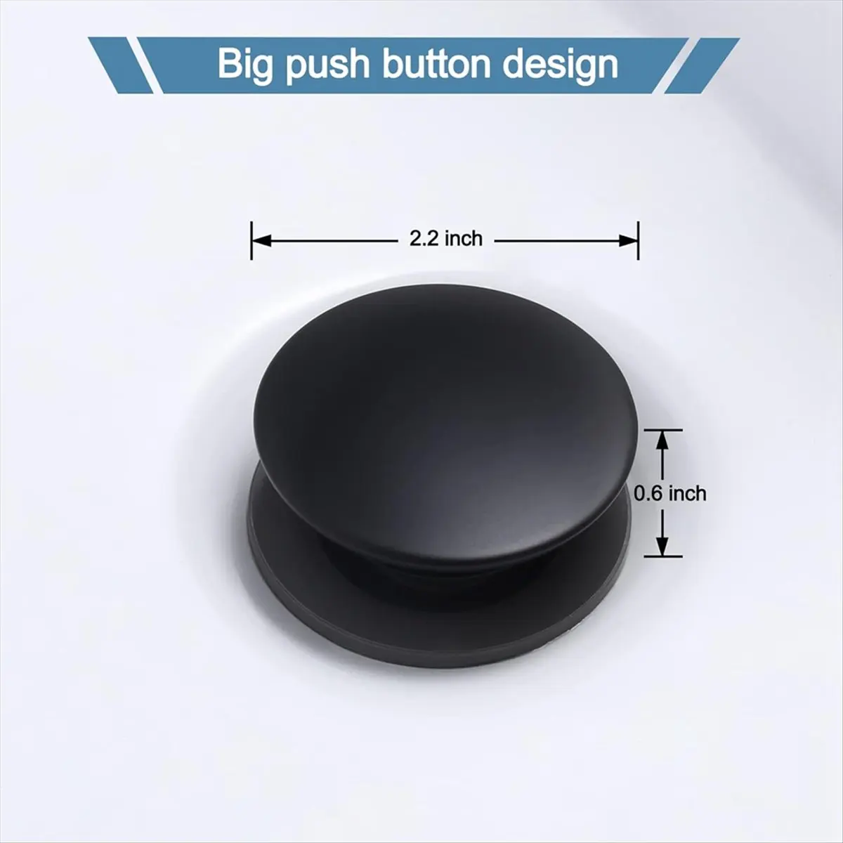 MALL Bathroom Sink Drain with Overflow 2 Pack, Matte Black -Up Drain Stopper Vanity Sink Clicker Drain Stopper