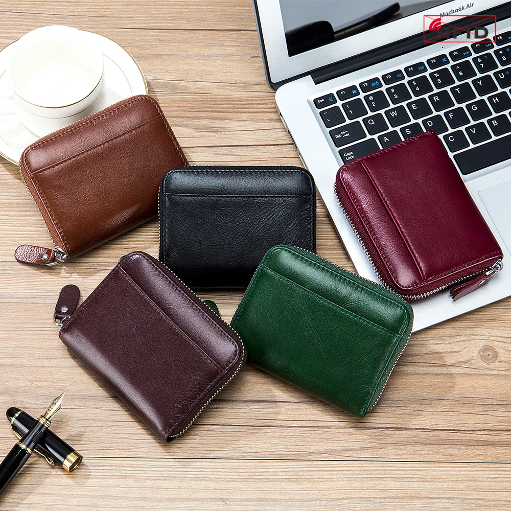 New men's pickup truck package RFID tanned skin graft Japanese zip zero wallet organ card package