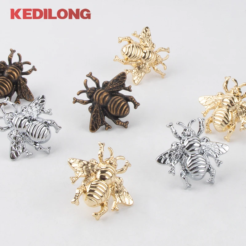 

5pcs Modern minimalist gold insect drawer knob kitchen cabinet silver bee handle American retro bronze pull handle