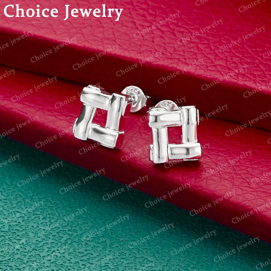 

Квадратные серьги-гвоздики из стерлингового серебра 925 пробы с четырьмя элементами для женщин, простые и элегантные модные украшения, подарок на день рождения, для вечеринки