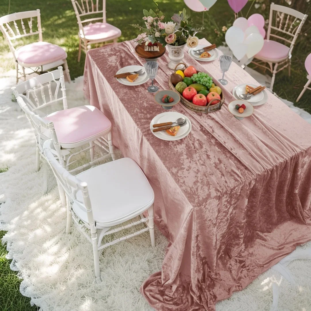 1 PC Luxury Crushed Velvet Rectangular Tablecloth Soft And Durable, Elegant Table Setting, Christmas, Themed Party