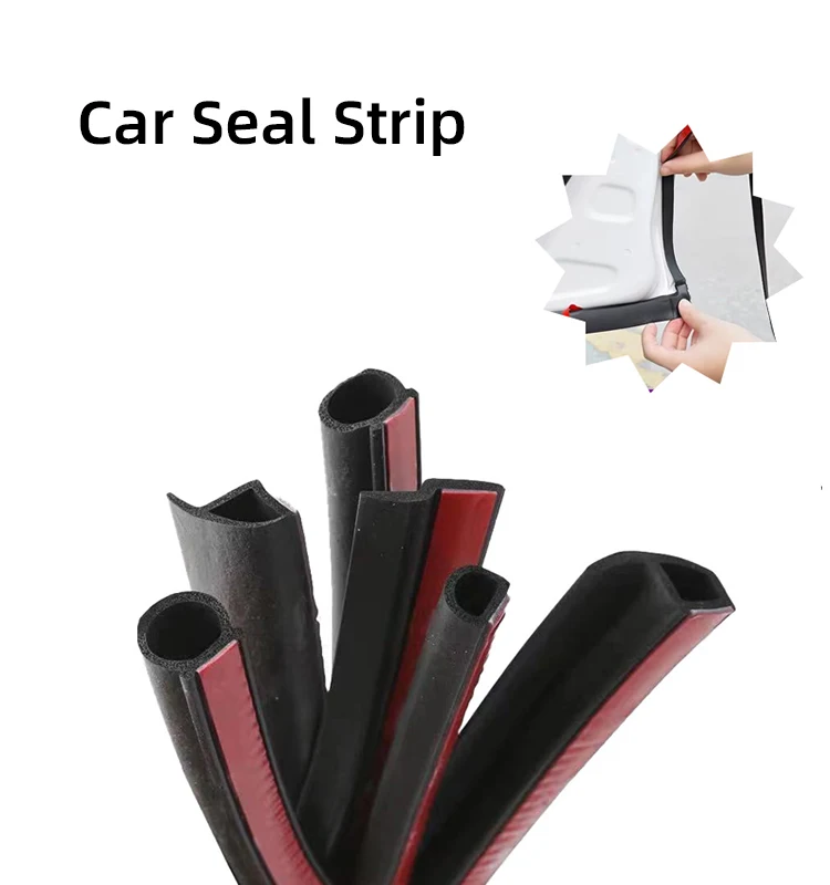 P Z D Shape EPDM Rubber Car Door Seal Strip Soundproof Insulation Anti-Dust Strong Adhesive 5/10M for Vehicle Door