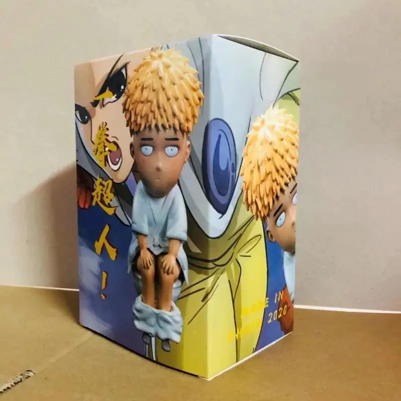 One Punch Superman GK Toilet Saitama Sitting Position Saitama Teacher Bald Doll Model Doll Machine Desktop Ornament