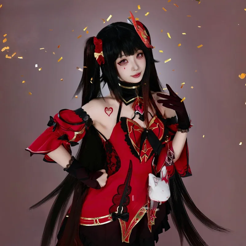 

Sparkle Cosplay Honkai: Star Rail Game Red Black Dress Wig Full Set Sweet Role Play Outfit Lolita New Year Costume Holiday Women