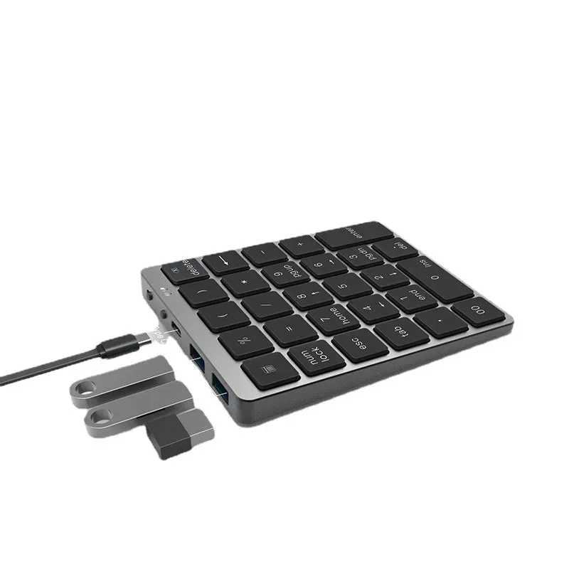 Aluminum alloy 28-key numeric keyboard dual-mode with HUB charging wireless wired keypad financial password input