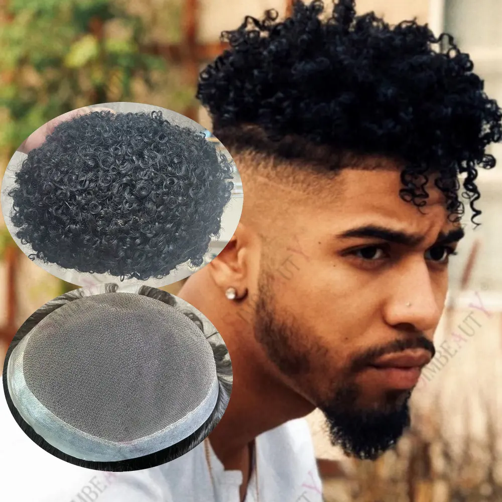 

Незаметный мужской парик-накладка Afor Man Curly 10/12 мм из европейских натуральных волос с дышащим кружевом и полиуретановой основой, система капиллярной протезирования