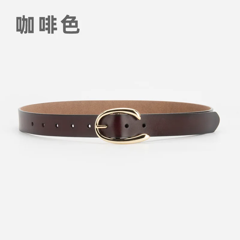 정품 가죽 여성용 얇은 벨트 심플 레트로 캐주얼 매칭 청바지 벨트