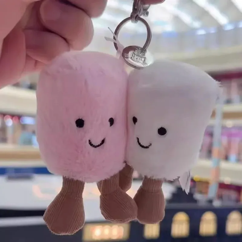 

Cotton cat plush toy, marshmallow design, two-tone, cute and soft, two cherries, keychain, bag charm, accessory, wristlet