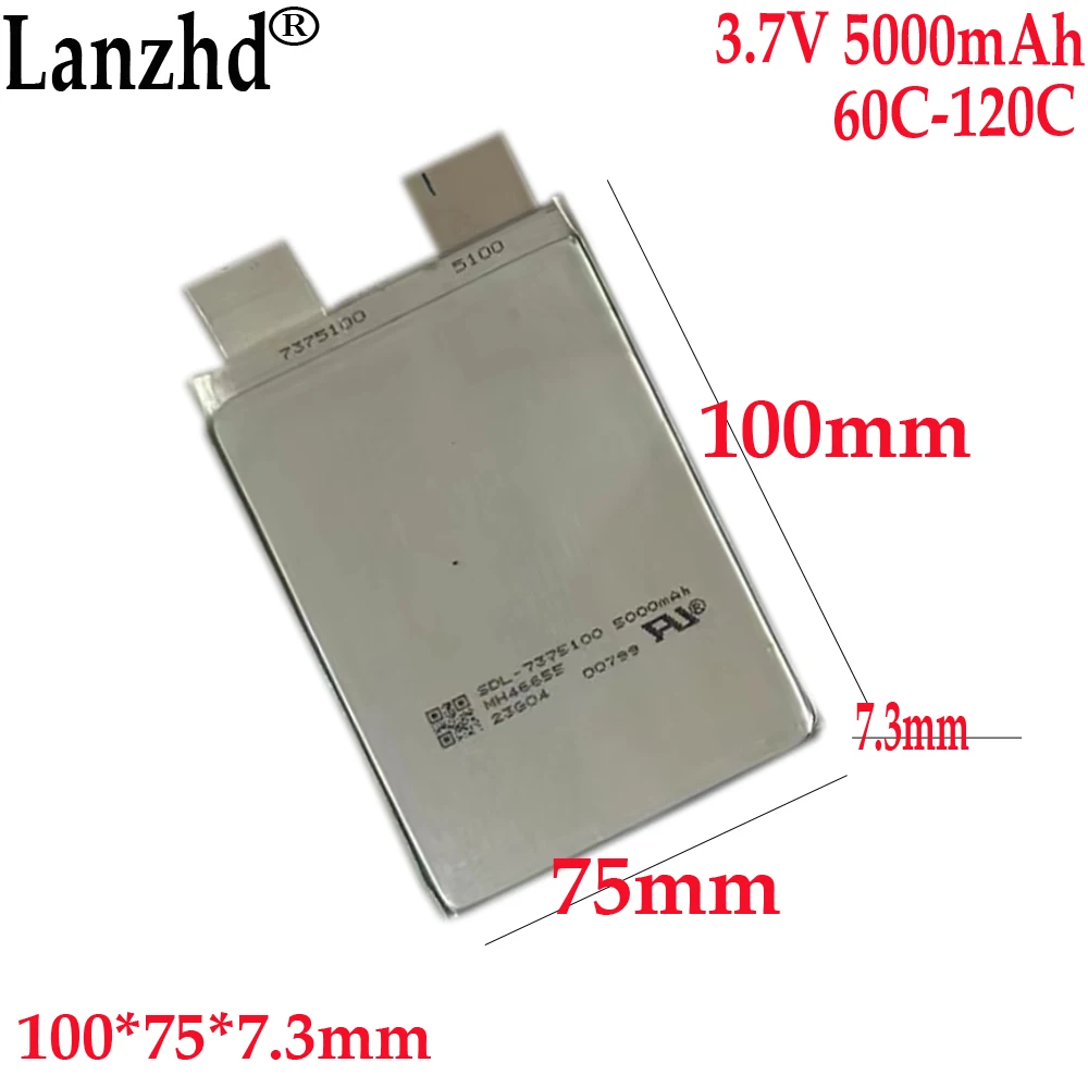 

High rate 60C 120C 3.7V Li Battery 7375100 5000mAh battery For Starting power supply automobile igniter battery 100*75*7.3mm