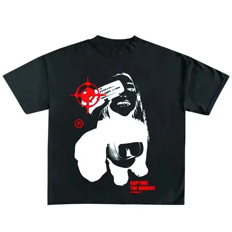 Street Fashion Y2K Style 90s Cool Girl Punk Pattern Men's T-shirt Summer New Unisex T-shirt