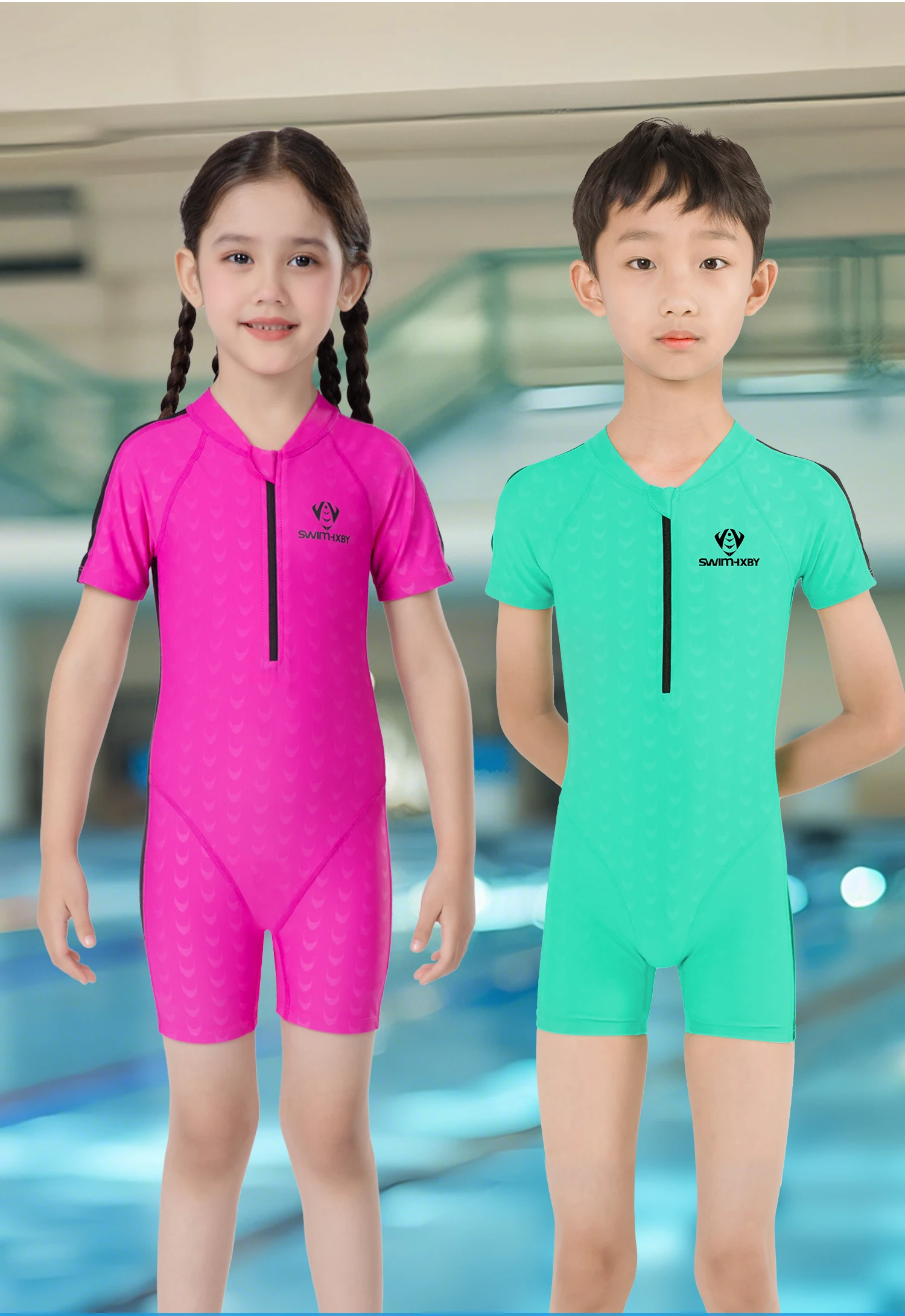 Kids Outdoor WaterProof Surfing Beach Competitive Knee Length SwimSuit One Piece Professional Quick-Dry Sports Bathing SwimWear - Image 5