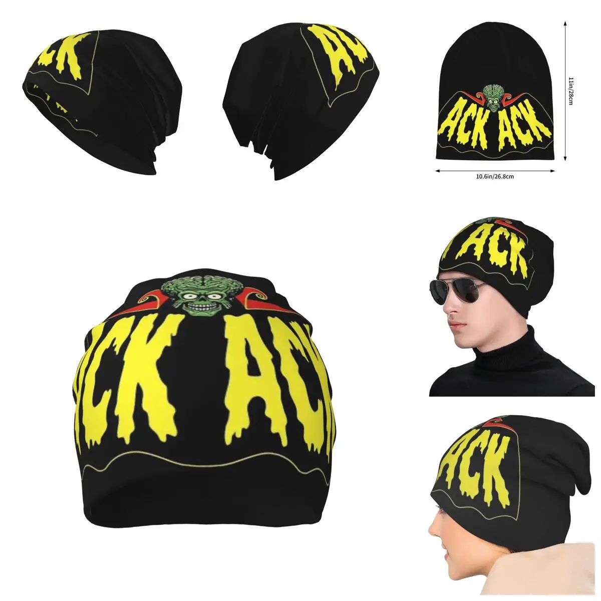 

3D Color printing Knitted Hat For Men And Women, Ack Mars Attacks Gift Unisex winter Warm Brimless Urinal Hat